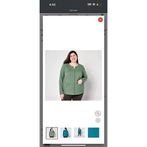 Denim & Co Womens Medium Active French‎ Terry Zip-Front Jacket Spruce Green NWOT